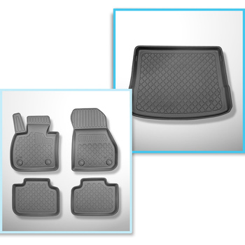 Conjunto de alfombrilla para maletero y alfombrillas para el interior del coche TPE para: BMW 2 U06 Active Tourer (11.2021-....) - banqueta trasera fija / no deslizable