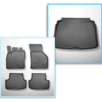 Conjunto de alfombrilla para maletero y alfombrillas para el interior del coche TPE para: Audi A3 8V Hatchback, Sportback (08.2012-03.2020) - para las partes inferior y superior del maletero; No compatible con e-tron
