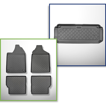 Conjunto de alfombrilla para maletero y alfombrillas para el interior del coche TPE para: Aixam Miniauto Cross Hatchback (2010-2016) - 4 plazas