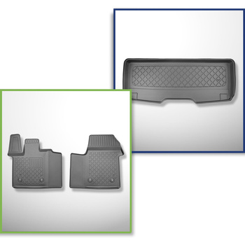 Conjunto de alfombrilla para maletero y alfombrillas para el interior del coche TPE para: Volkswagen Multivan T7 Furgonetaeta (10.2021-....) - separación corta de eje; tras la tercera fila de asientos; también versión eHybrid PHEV