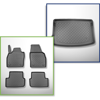 Conjunto de alfombrilla para maletero y alfombrillas para el interior del coche TPE para: Skoda Fabia IV Hatchback (09.2021-....) - maletero superior; suelo móvil en la posición superior