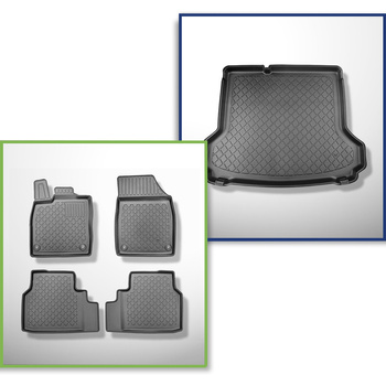 Conjunto de alfombrilla para maletero y alfombrillas para el interior del coche TPE para: Volkswagen ID.4 SUV (12.2020-....) - maletero inferior; modelos sin suelo móvil de maletero