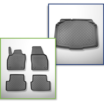 Conjunto de alfombrilla para maletero y alfombrillas para el interior del coche TPE para: Skoda Fabia IV Hatchback (09.2021-....) - maletero inferior