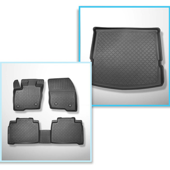 Conjunto de alfombrilla para maletero y alfombrillas para el interior del coche TPE para: Ford S-Max III Monovolumen (09.2015-....) - 7 plazas; 3a fila abatible