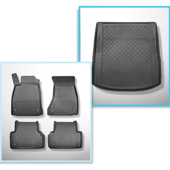 Conjunto de alfombrilla para maletero y alfombrillas para el interior del coche TPE para: Audi A4 B9 Sedan (11.2015-....) - también versión Quattro