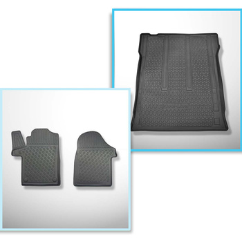 Conjunto de alfombrilla para maletero y alfombrillas para el interior del coche TPE PREMIUM para: Mercedes-Benz Vito W447 Furgoneta (10.2014-....) - para detrás de la 2a fila de asientos (3a fila de asientos en el coche o removida); Tourer Long (distancia