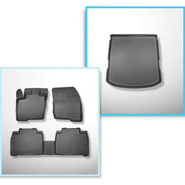 Conjunto de alfombrilla para maletero y alfombrillas para el interior del coche TPE para: Ford Galaxy III Monovolumen (09.2015-2023) - 5 plazas; sin tercera fila