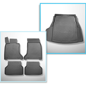 Conjunto de alfombrilla para maletero y alfombrillas para el interior del coche TPE PREMIUM para: BMW 5 E60 Berlina (07.2003-02.2010) - con compartimentos izquierdo y derecho