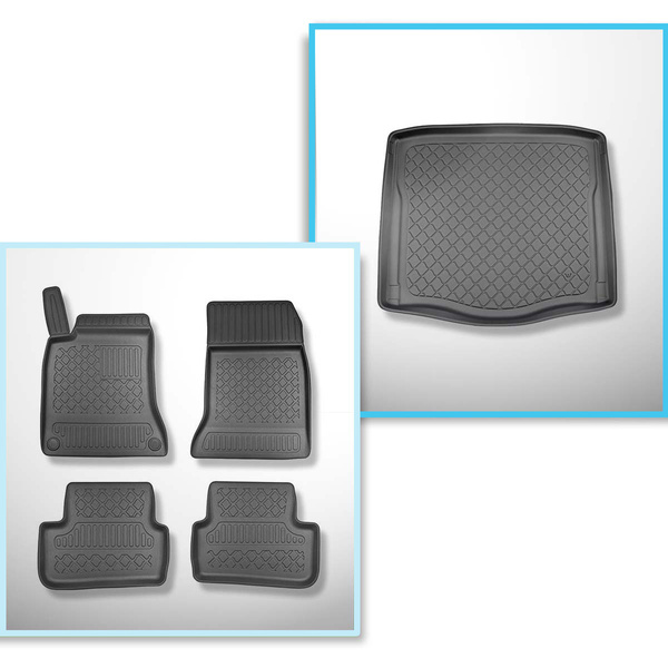 Conjunto de alfombrilla para maletero y alfombrillas para el interior del coche TPE para: Mercedes-Benz CLA C117 Coupé (03.2013-03.2019) - sin compartimento izquierdo