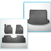 Conjunto de alfombrilla para maletero y alfombrillas para el interior del coche TPE para: Kia Carens IV Monovolumen (04.2013-08.2019) - 5 plazas; 3a fila abatible