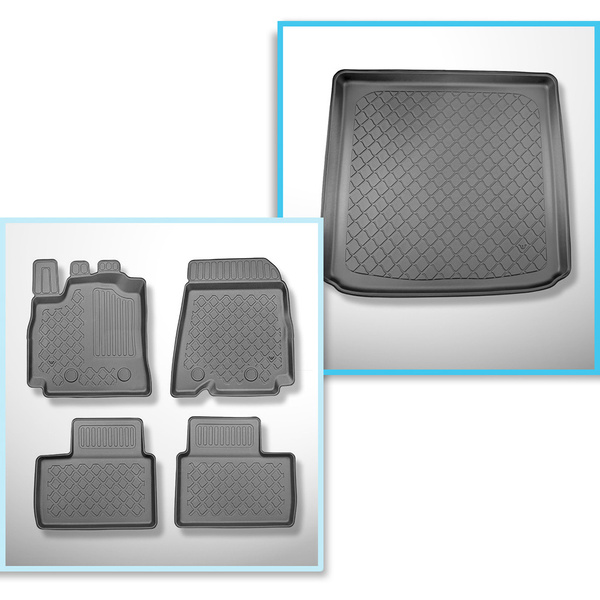 Conjunto de alfombrilla para maletero y alfombrillas para el interior del coche TPE para: Renault Arkana SUV (03.2021-....) - maletero superior; suelo móvil en la posición superior; no adecuado para E-Tech Hybrid