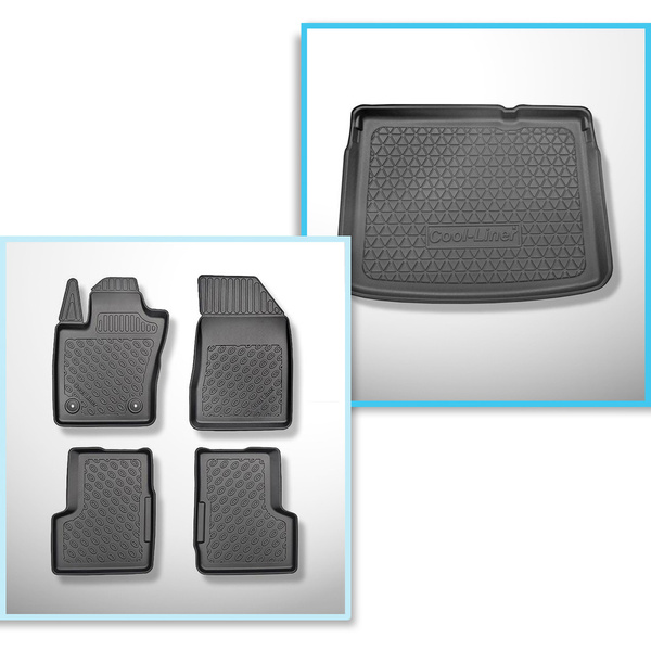 Conjunto de alfombrilla para maletero y alfombrillas para el interior del coche TPE para: Jeep Renegade SUV (09.2014-....) - con suelo móvil del maletero; en el nivel superior e inferior; no per 4ex Plug-in Hybrid