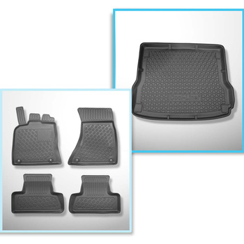 Conjunto de alfombrilla para maletero y alfombrillas para el interior del coche TPE PREMIUM para: Audi Q5 I 8R SUV (11.2008-12.2016) - No compatible con 2.0 TFSI Hybrid