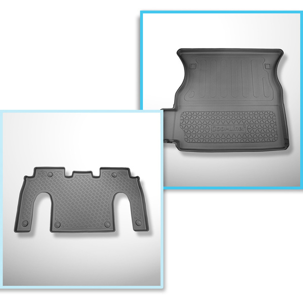 Conjunto de alfombrilla para maletero y alfombrillas para el interior del coche TPE para: Tesla Model X SUV (01.2021-....) - 6 posti; segunda fila; tras la 2ª fila de asientos (3a fila abatible)