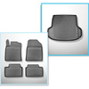 Conjunto de alfombrilla para maletero y alfombrillas para el interior del coche TPE para: Kia ProCeed Shooting Brake (12.2018-....) - también para modelos con rieles, cavidad derecha eliminable en modelos con altavoces adicionales (cavidad más estrecha)