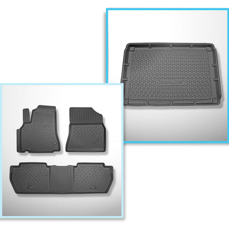 Conjunto de alfombrilla para maletero y alfombrillas para el interior del coche TPE PREMIUM para: Citroen Berlingo II Furgoneta (2008-08.2018) - 5 plazas; No compatible con cargo / camión; sin tercera fila