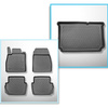 Conjunto de alfombrilla para maletero y alfombrillas para el interior del coche TPE PREMIUM para: Ford Fiesta VII Hatchback (07.2017-2023) - parte inferior del maletero; modelos sin base móvil en el maletero; también con tracción híbrida
