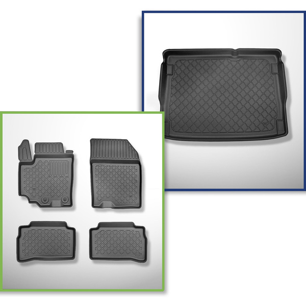 Conjunto de alfombrilla para maletero y alfombrillas para el interior del coche TPE para: Suzuki Vitara SUV (03.2015-2019) - para todos los niveles del suelo móvil del maletero; antes del facelift de 2019