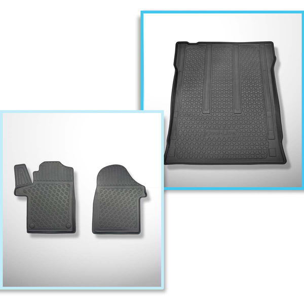 Conjunto de alfombrilla para maletero y alfombrillas para el interior del coche TPE PREMIUM para: Mercedes-Benz Vito W447 Tourer (10.2014-....) - para detrás de la 2a fila de asientos (3a fila de asientos en el coche o removida); versión larga (distancia 