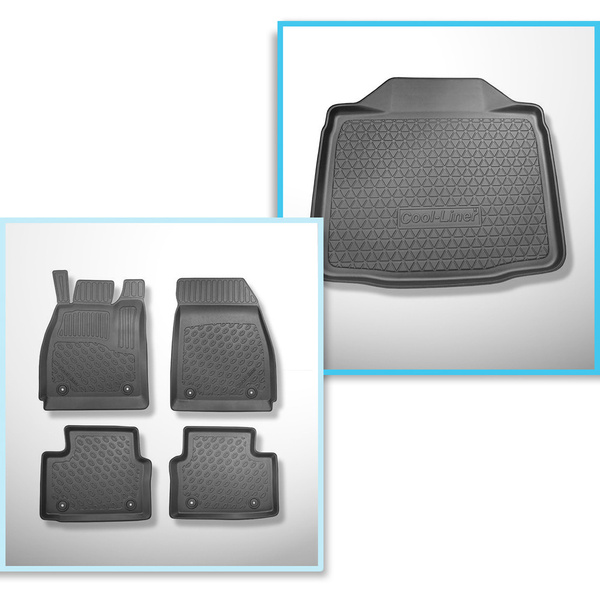 Conjunto de alfombrilla para maletero y alfombrillas para el interior del coche TPE para: Opel Insignia A Liftback (2008-05.2017) - parte inferior del maletero; con rueda de repuesto provisional o kit de reparación
