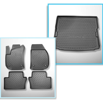 Conjunto de alfombrilla para maletero y alfombrillas para el interior del coche TPE PREMIUM para: Opel Zafira B Monovolumen (05.2005-2014) - 7 plazas; 3a fila abatible