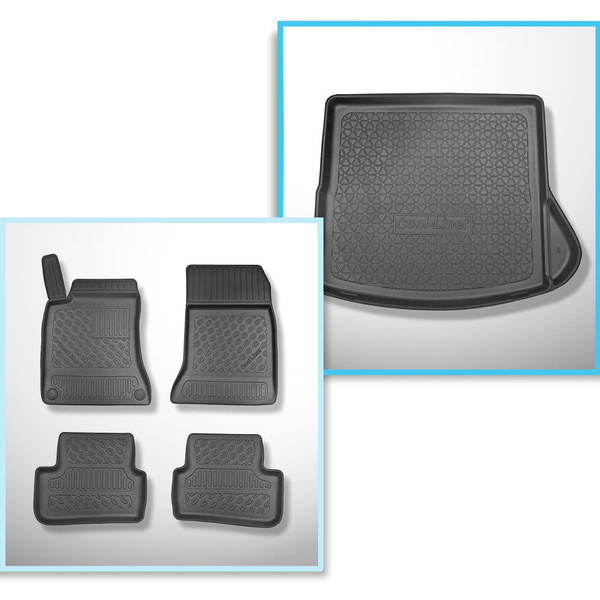 Conjunto de alfombrilla para maletero y alfombrillas para el interior del coche TPE PREMIUM para: Mercedes-Benz CLA C117 Shooting Brake (01.2015-08.2019) - compartimiento derecho desmonable en los modelos con red lateral