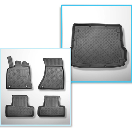 Conjunto de alfombrilla para maletero y alfombrillas para el interior del coche TPE para: Audi Q5 I 8R SUV (11.2008-12.2016) - No compatible con 2.0 TFSI Hybrid