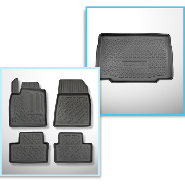 Conjunto de alfombrilla para maletero y alfombrillas para el interior del coche TPE para: Mitsubishi Colt VII Hatchback (10.2023-....) - maletero inferior; para coches sin doble suelo en el maletero; también híbridos