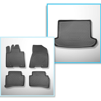 Conjunto de alfombrilla para maletero y alfombrillas para el interior del coche TPE PREMIUM para: Kia Sportage IV SUV (01.2016-12.2021)