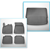 Conjunto de alfombrilla para maletero y alfombrillas para el interior del coche TPE para: Nissan X-Trail IV (T33) e-Power SUV (09.2022-....) - 5 plazas; maletero superior (para suelo móvil); sin tercera fila
