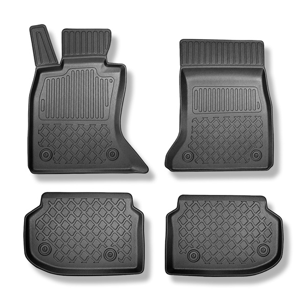 Alfombrillas de TPE adecuadas para BMW 5 F10 Berlina (03.2010-2013) - X-drive; espacio de guías de los asientos delanteros (parte trasera) 415 mm - alfombras para coche
