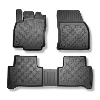 Alfombrillas de TPE adecuadas para Volkswagen Touran II Monovolumen (09.2015-....) - 5 o 7 plazas; sin la tercera fila - alfombras para coche