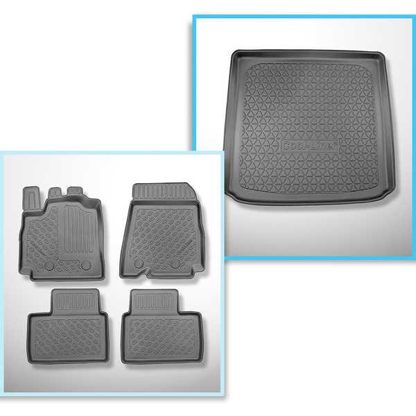 Conjunto de alfombrilla para maletero y alfombrillas para el interior del coche TPE para: Renault Arkana SUV (03.2021-....) - maletero superior; suelo móvil en la posición superior; no adecuado para E-Tech Hybrid