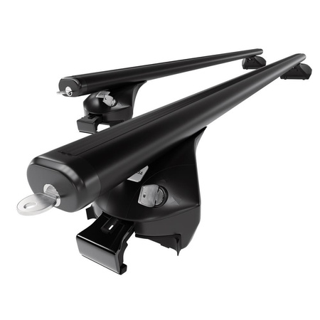 Portaequipajes de techo adecuadas para Volkswagen Touareg III SUV (2019-....) - baca negra para coche - barras para techo de coche - railing integrado - aluminio