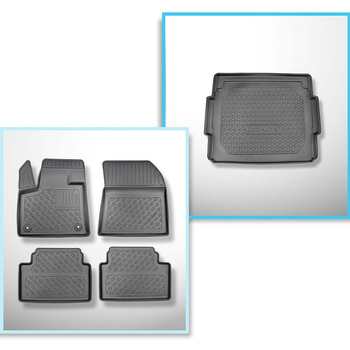 Conjunto de alfombrilla para maletero y alfombrillas para el interior del coche TPE PREMIUM para: Citroen C5 Aircross SUV (02.2019-....) - parte superior del maletero (entrada de carga plana); base móvil en la posición más alta; no adecuado para versión P