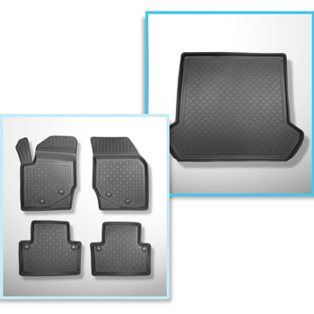 Conjunto de alfombrilla para maletero y alfombrillas para el interior del coche TPE para: Volvo XC90 I SUV (2002-04.2015) - 5/7 plazas; 3a fila de asientos abatible