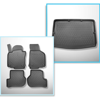 Conjunto de alfombrilla para maletero y alfombrillas para el interior del coche TPE PREMIUM para: Volkswagen Golf V Hatchback (01.2005-2009) - fila trasera de asientos desplazada al máximo hacia atrás; parte superior del maletero