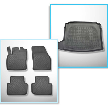 Conjunto de alfombrilla para maletero y alfombrillas para el interior del coche TPE PREMIUM para: Volkswagen Tiguan II SUV (05.2016-....) - parte inferior del maletero; modelos sin base móvil en el maletero; no adecuado para versión ehíbrida