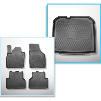 Conjunto de alfombrilla para maletero y alfombrillas para el interior del coche TPE PREMIUM para: Audi Q3 SUV (08.2011-06.2018) - parte inferior del maletero; sin rueda de repuesto provisional; también versión Quattro