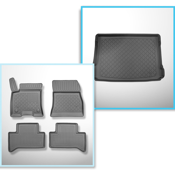 Conjunto de alfombrilla para maletero y alfombrillas para el interior del coche TPE para: Mercedes-Benz EQA H243 SUV (03.2021-....) - maletero superior; suelo móvil en la posición superior