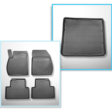 Conjunto de alfombrilla para maletero y alfombrillas para el interior del coche TPE PREMIUM para: Opel Zafira C Monovolumen (01.2012-07.2019) - 5/7 plazas; 3a fila de asientos abatible