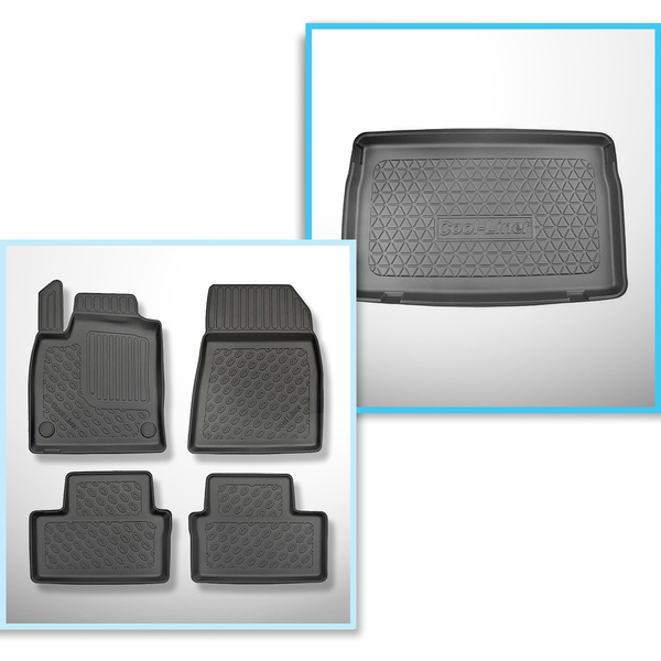 Conjunto de alfombrilla para maletero y alfombrillas para el interior del coche TPE para: Renault Clio V Hatchback (09.2019-....) - maletero superior; también híbridos