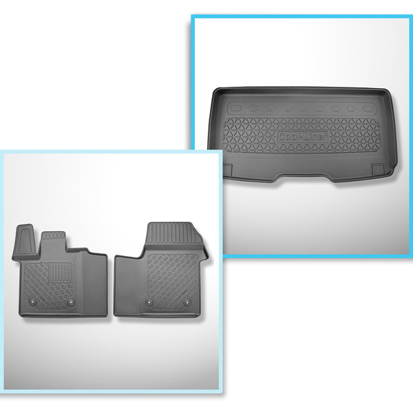 Conjunto de alfombrilla para maletero y alfombrillas para el interior del coche TPE para: Volkswagen Multivan T7 Furgonetaeta (10.2021-....) - distancia larga entre ejes; tras la tercera fila de asientos; también versión eHybrid PHEV