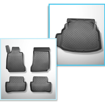 Conjunto de alfombrilla para maletero y alfombrillas para el interior del coche TPE para: Mercedes-Benz Classe C W204 Berlina (04.2007-02.2014) - asientos traseros no reclinables