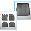 Conjunto de alfombrilla para maletero y alfombrillas para el interior del coche TPE para: Suzuki Swace Familiar (11.2020-....) - maletero superior (borde de carga del maletero igualado); suelo móvil en la posición superior