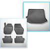 Conjunto de alfombrilla para maletero y alfombrillas para el interior del coche TPE para: Volvo V60 Familiar (10.2010-01.2018) - no adecuado para versión Plug-in híbrida