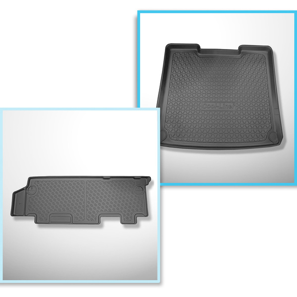 Conjunto de alfombrilla para maletero y alfombrillas para el interior del coche TPE para: Volkswagen Caravelle T5 Furgonetaeta (2003-05.2015) - distancia larga entre ejes; tras la tercera fila de asientos; segunda fila