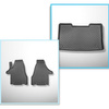 Conjunto de alfombrilla para maletero y alfombrillas para el interior del coche TPE para: Volkswagen Caravelle T6, T6.1 Furgonetaeta (06.2015-2024) - distancia entre ejes corta; para detrás de la 3a fila de asientos