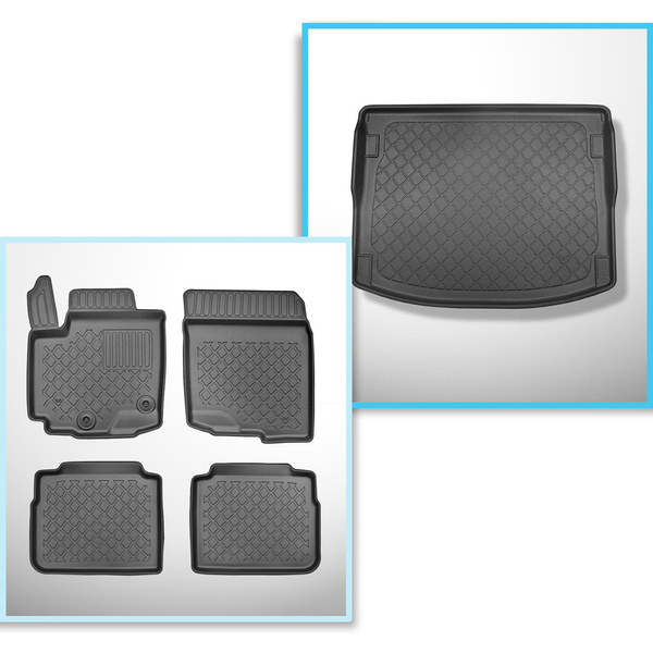 Conjunto de alfombrilla para maletero y alfombrillas para el interior del coche TPE para: Suzuki SX4 S-Cross Hybrid Crossover (02.2020-10.2021) - para todos los niveles del suelo móvil del maletero