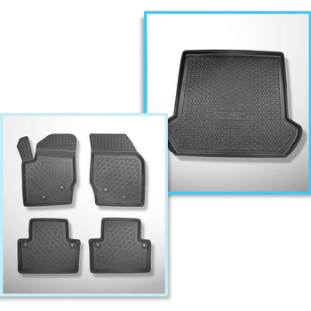 Conjunto de alfombrilla para maletero y alfombrillas para el interior del coche TPE PREMIUM para: Volvo XC90 I SUV (2002-04.2015) - 5/7 plazas; 3a fila de asientos abatible